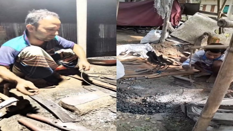 কুরবানির ঈদকে ঘিরে নাসিরনগরের কামার পল্লীগুলোতে বেড়েছে হাতুর