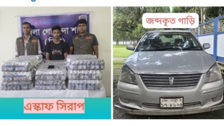 চাঁপাইনবাবগঞ্জে ডিবি পুলিশের বিশেষ অভিযানে ১,১২৫ বোতল এস্কাফ