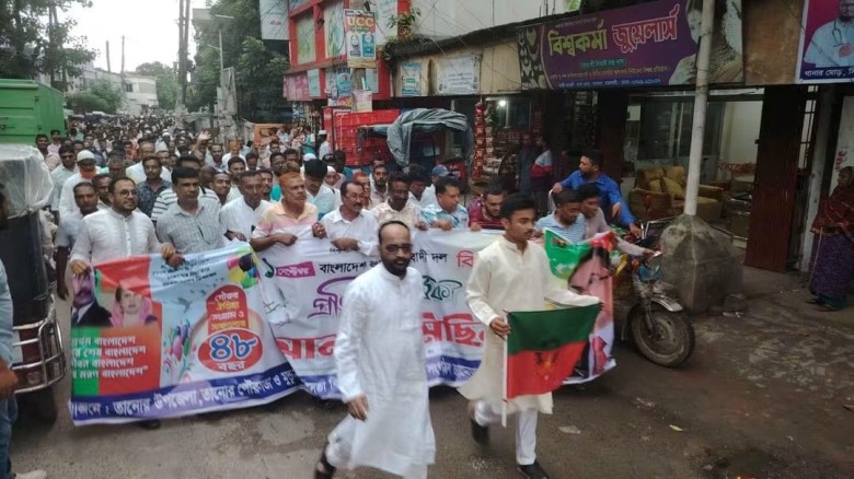 তানোরে বিএনপির ৪৮ তম প্রতিষ্ঠা বার্ষিকীতে বর্ণাঢ্য শোভাযাত্র