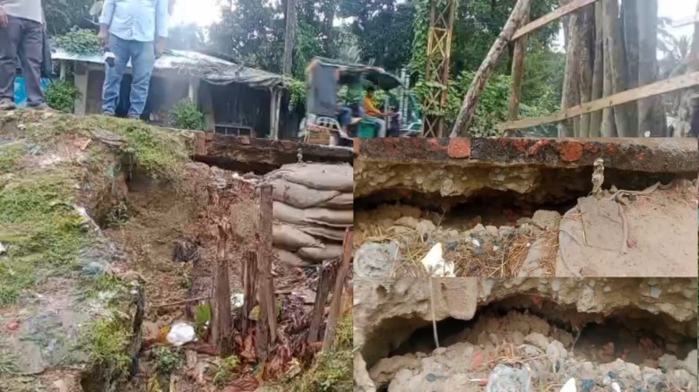 হোয়াইক্যংয়ে সড়কের পাশে ভাঙন, ঝুঁকিতে যান চলাচল